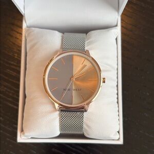 Ready to gift!! Nine West silver tone watch with two-tone face.